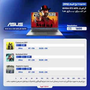 لپ تاپ 18 اینچی ایسوس مدل ROG Strix G18 G814JIR-N6076-i9 14900HX-32GB DDR5 5600MHz-1TB SSD-RTX4070 8GB-QHD 240Hz